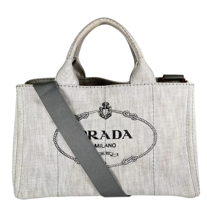 Prada 1 Bg642 Canvas Tote Bag Canapa Bianco — view 3