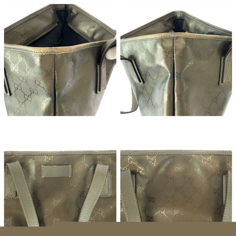 Gucci GG Imprime Grey Gunmetal Hardware Canvas Leather Tote Bag — view 7