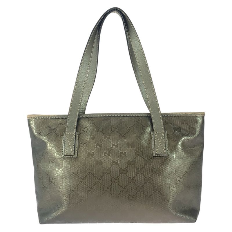 Gucci GG Imprime Grey Gunmetal Hardware Canvas Leather Tote Bag — view 4