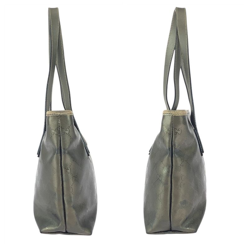 Gucci GG Imprime Grey Gunmetal Hardware Canvas Leather Tote Bag — view 9