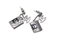 Chanel Earrings CC Logo Dangling 95c Metal Silver Black
