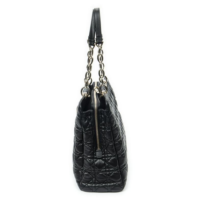 Dior Soft Shopping Tote Black Matelasse Lambskin Leather — view 4