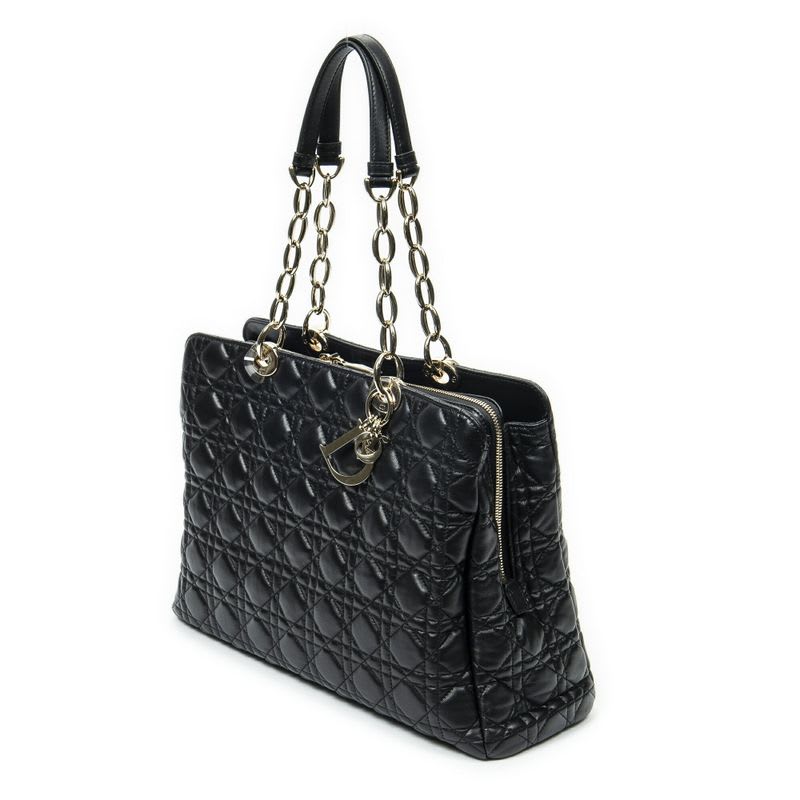 Dior Soft Shopping Tote Black Matelasse Lambskin Leather — view 3
