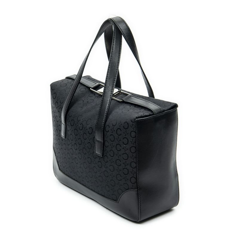 Celine Vintage Fold Top Tote Black C Macadam Canvas — view 3
