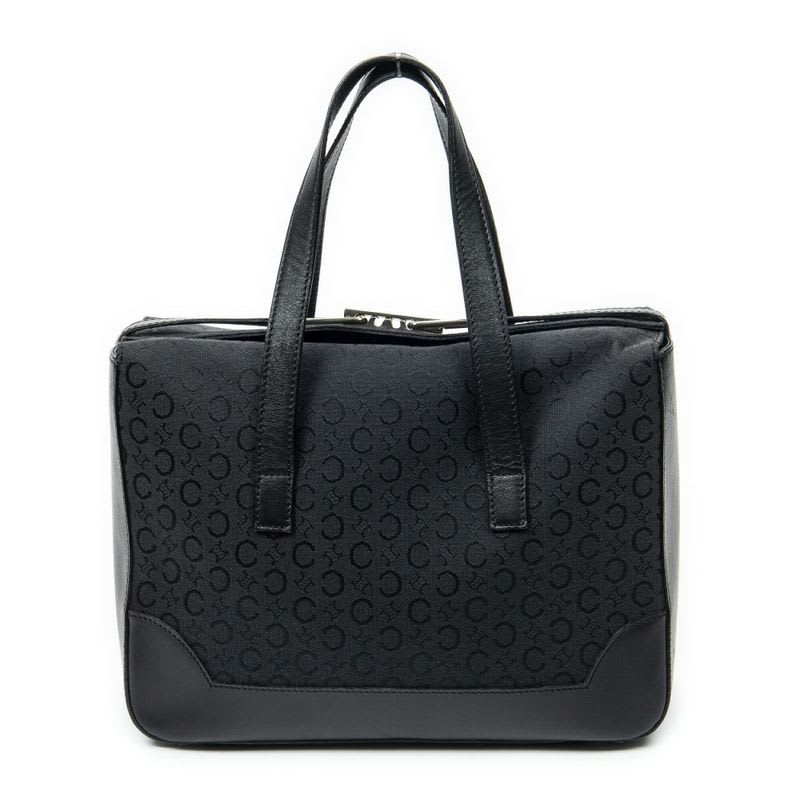 Celine Vintage Fold Top Tote Black C Macadam Canvas — view 6