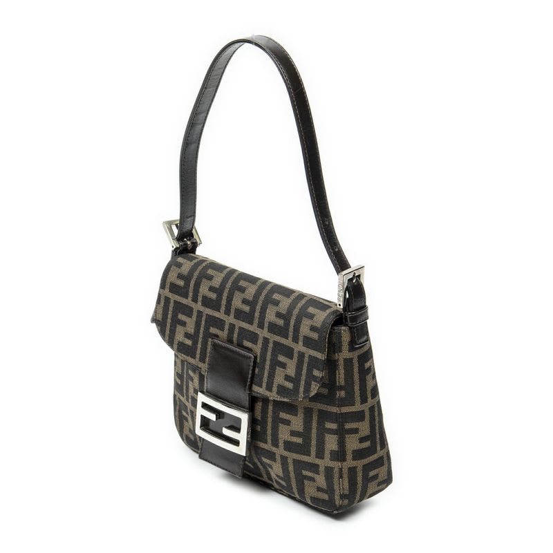 Fendi Square Flap Tongue Dark Brown Zucca Canvas — view 3