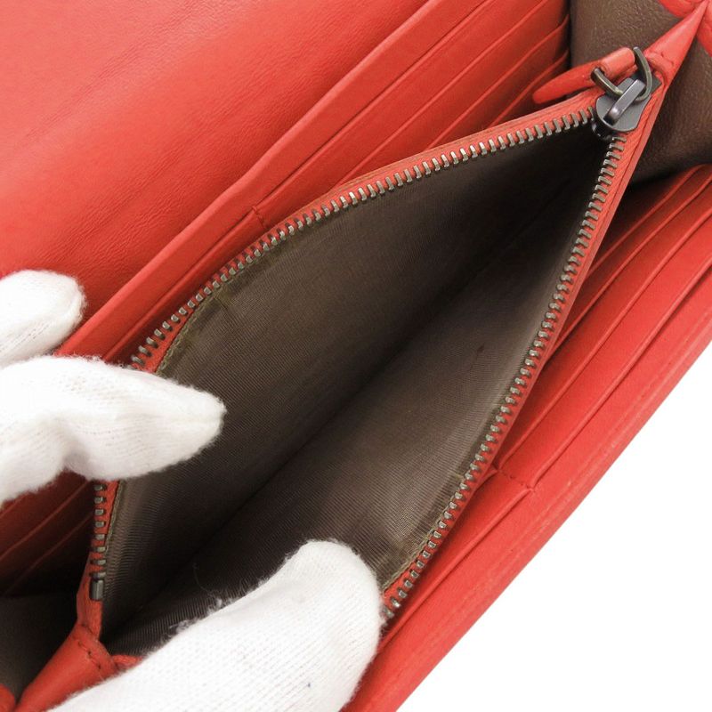 Bottega Veneta Intrecciato Leather Red Long Wallet 0787 — view 6
