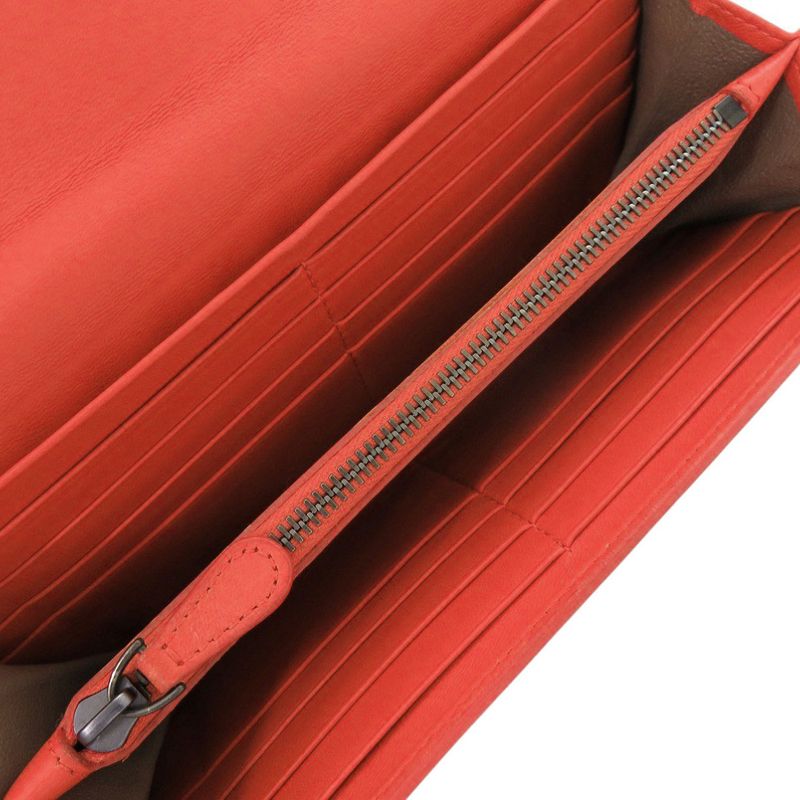 Bottega Veneta Intrecciato Leather Red Long Wallet 0787 — view 5