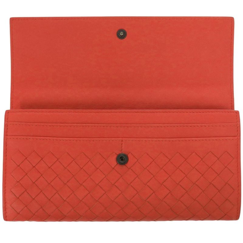 Bottega Veneta Intrecciato Leather Red Long Wallet 0787 — view 4