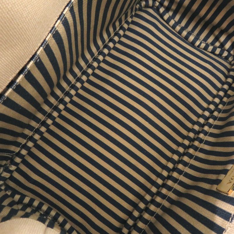 Prada Canapa Mini 1 Bg439 Canvas Beige Navy Tote Bag 0800