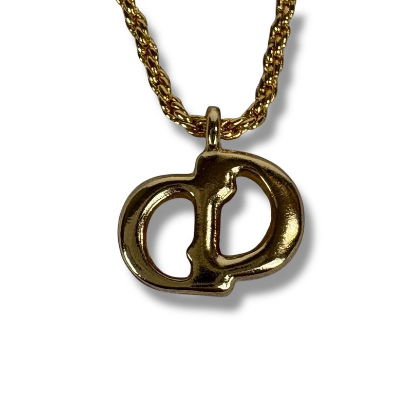 Christian Dior Necklace CD Logo Gold Hardware Vintage — view 4