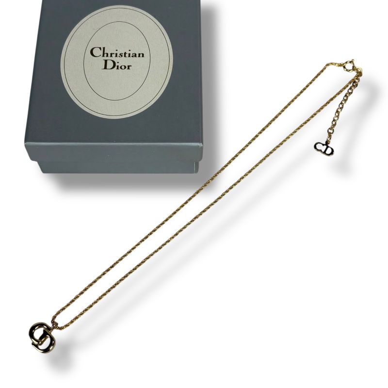 Christian Dior Necklace CD Logo Gold Hardware Vintage — view 3