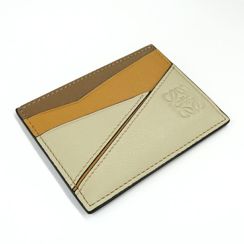 Loewe Puzzle Plain Card Holder Anagram Classic Calf Beige — view 4