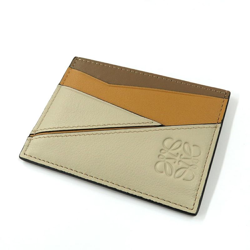 Loewe Puzzle Plain Card Holder Anagram Classic Calf Beige — view 3