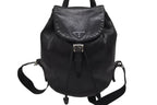 Prada Backpack Triangle Plate Logo Black Silver Leather 4 — view 2