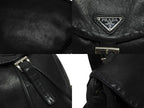 Prada Backpack Triangle Plate Logo Black Silver Leather 4 — view 7