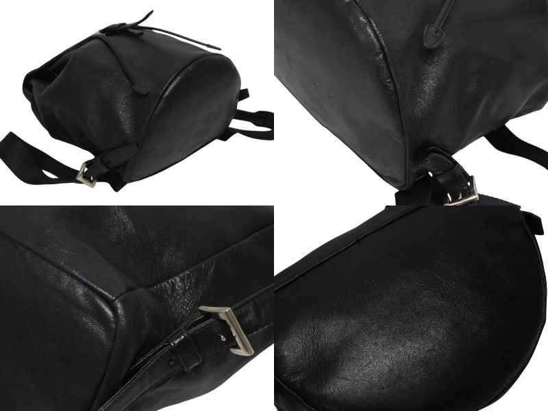 Prada Backpack Triangle Plate Logo Black Silver Leather 4 — view 6