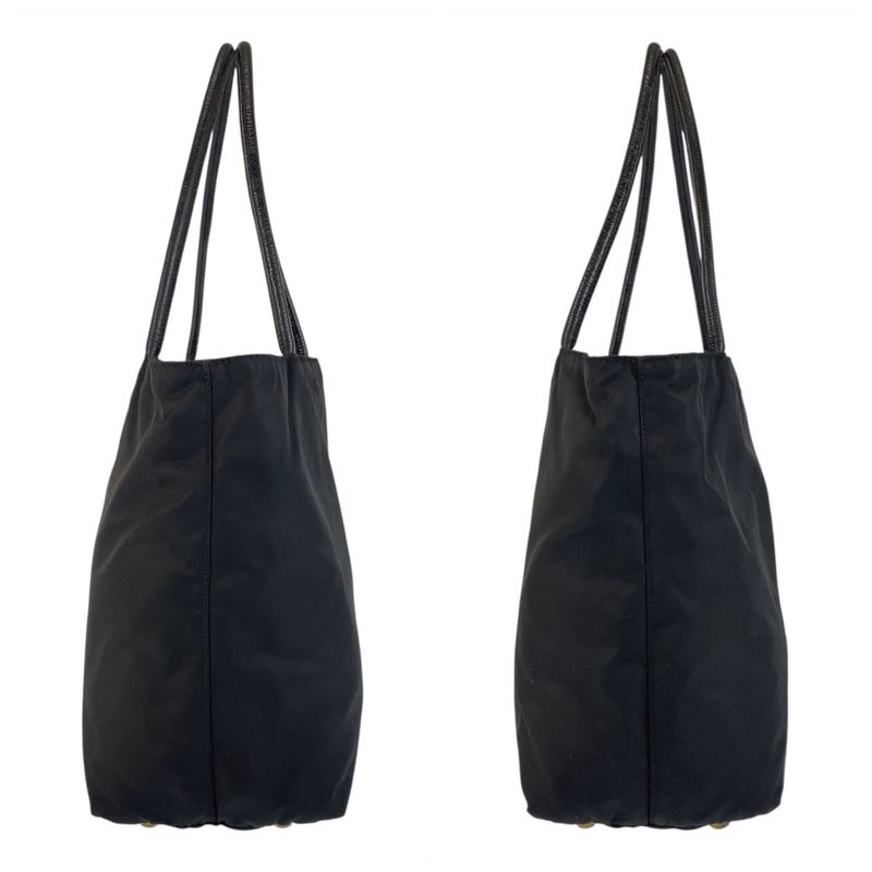 Prada Tessuto Triangle Logo Plate Black Gold Hardware Nylon Tote Bag — view 8