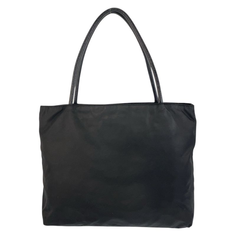 Prada Tessuto Triangle Logo Plate Black Gold Hardware Nylon Tote Bag — view 3