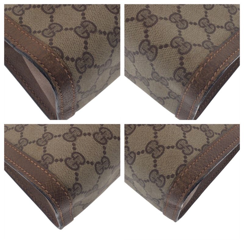 Gucci Vintage Sherry Line Brown Beige GG Supreme Canvas Clutch Bag Second — view 4