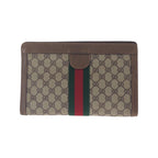 Gucci Vintage Sherry Line Brown Beige GG Supreme Canvas Clutch Bag Second — view 3