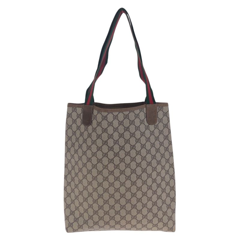 Gucci Vintage Sherry Line Beige Brown Gold Hardware Tote Bag — view 3