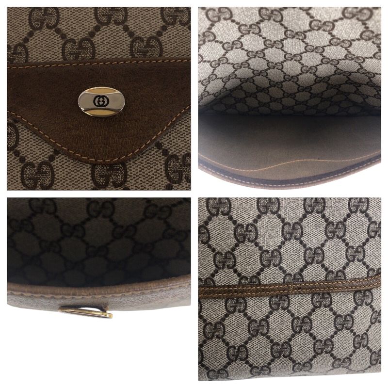 Gucci Vintage Sherry Line Beige Brown Gold Hardware Tote Bag — view 7