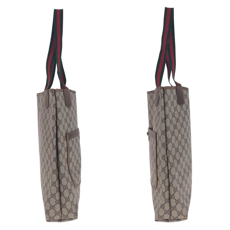 Gucci Vintage Sherry Line Beige Brown Gold Hardware Tote Bag — view 9