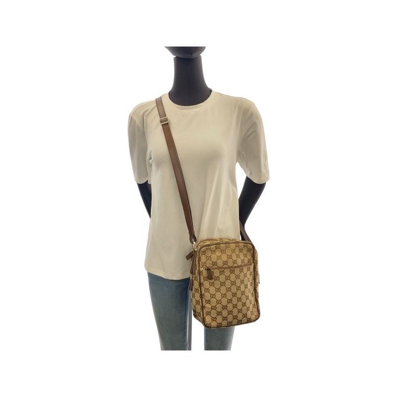 Gucci Beige Brown Silver Hardware GG Canvas Leather 018 1612 Shoulder Bag — view 8