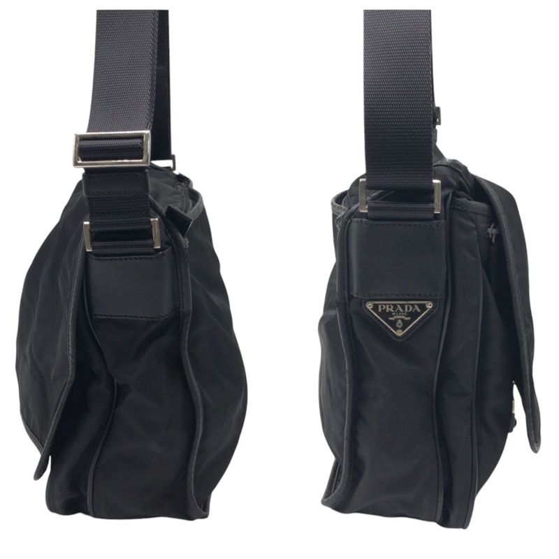 Prada Tessuto Triangle Logo Black Nylon Shoulder Bag Messenger — view 8