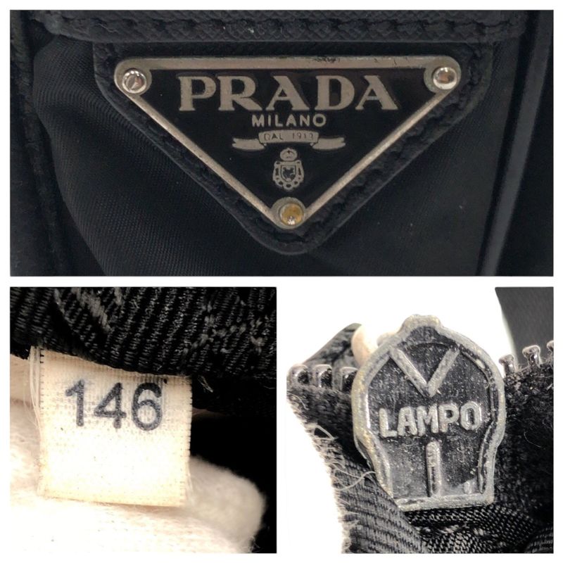 Prada Tessuto Triangle Logo Black Nylon Shoulder Bag Messenger — view 5