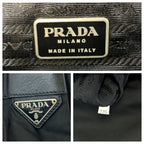 Prada Tessuto Triangle Logo Plate Black Silver Hardware V166 Shoulder Bag — view 5