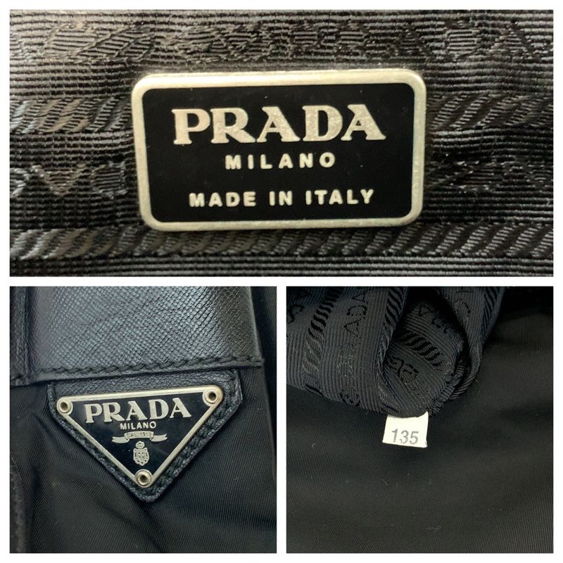 Prada Tessuto Triangle Logo Plate Black Silver Hardware V166 Shoulder Bag — view 5