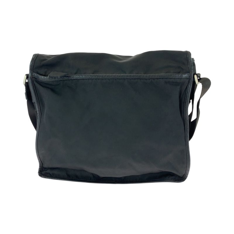 Prada Tessuto Triangle Logo Plate Black Silver Hardware V166 Shoulder Bag — view 3
