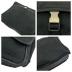 Prada Tessuto Triangle Logo Plate Black Silver Hardware V166 Shoulder Bag — view 6