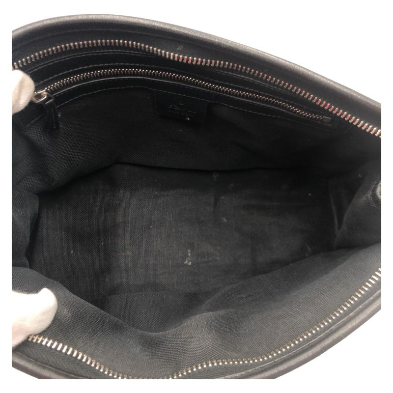 Gucci Interlocking Black Leather Clutch Bag Second — view 8