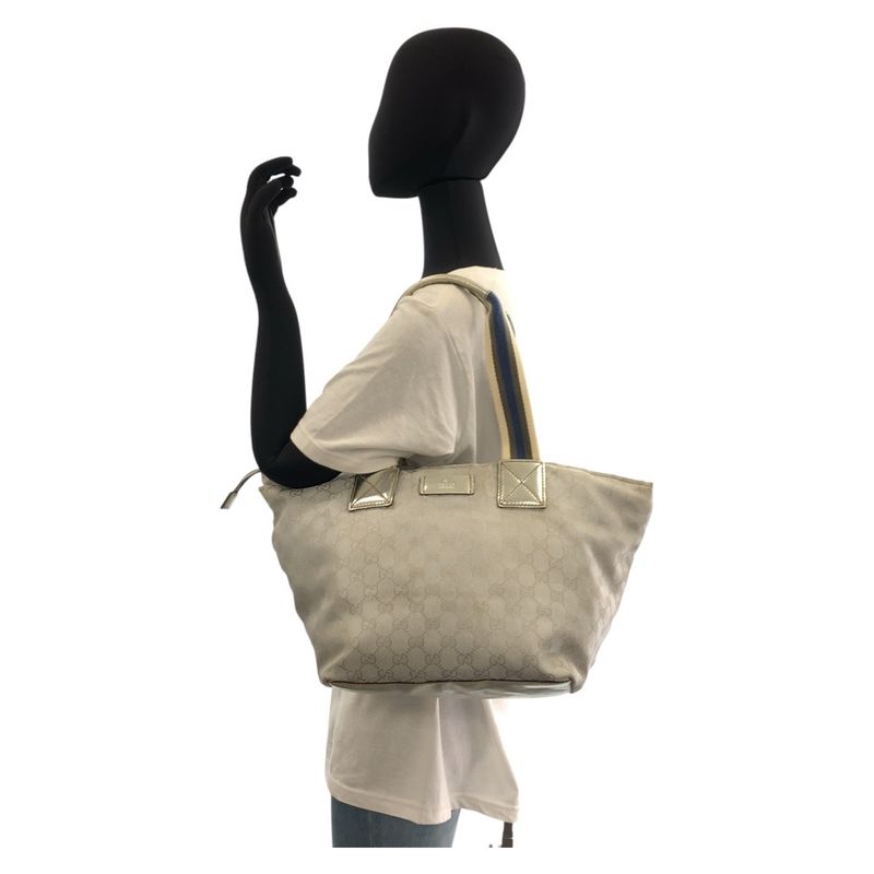 Gucci Sherry Line Silver GG Canvas Tote Bag — view 8