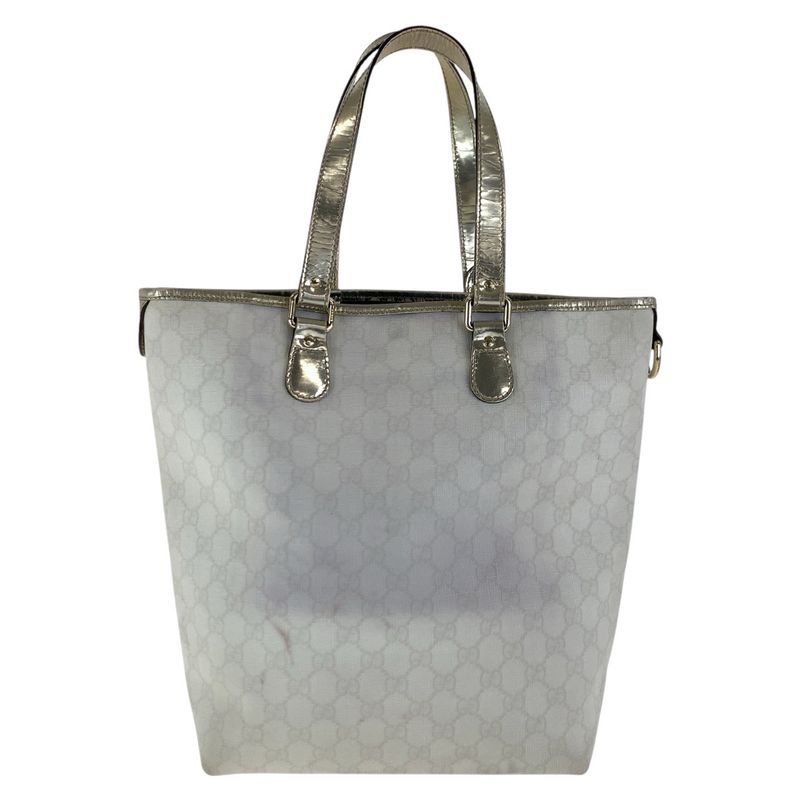 Gucci White Gold GG Supreme Canvas Enamel Tote Bag — view 3
