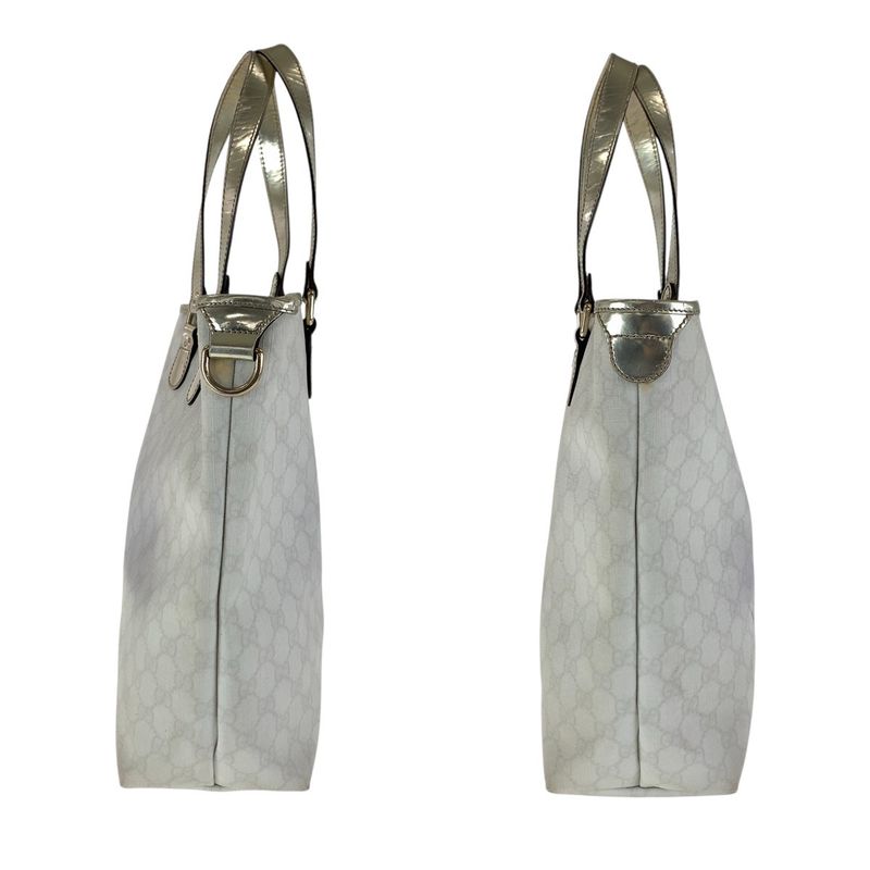 Gucci White Gold GG Supreme Canvas Enamel Tote Bag — view 8