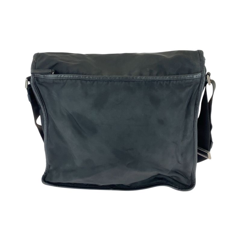 Prada Tessuto Triangle Logo Plate Black Silver Hardware V166 Shoulder Bag — view 3