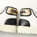 Chanel Sneakers 35 C CC Logo High Cut Leather Shoes White Black — view 6