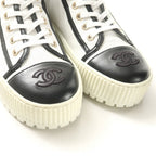 Chanel Sneakers 35 C CC Logo High Cut Leather Shoes White Black — view 5