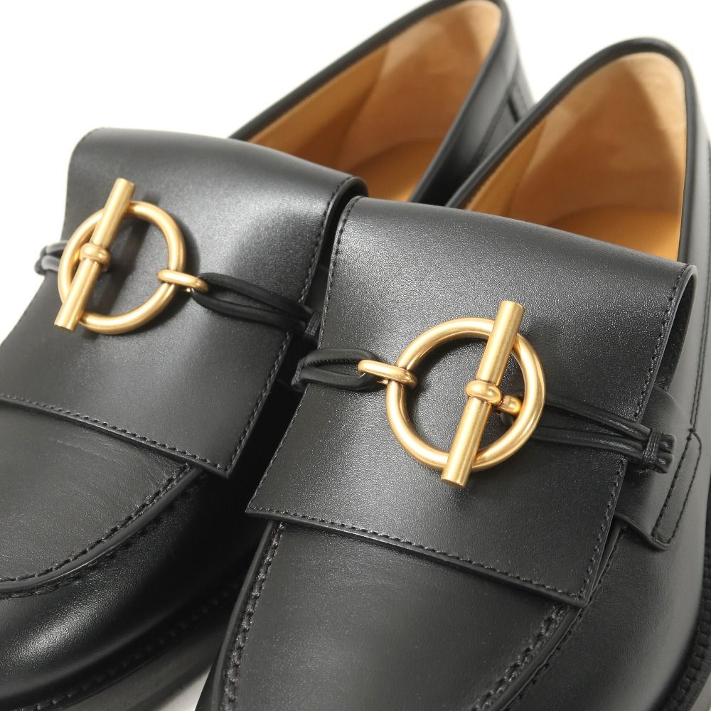 Hermes Impact Loafers 37 Glenan Buckle Leather Shoes — view 5