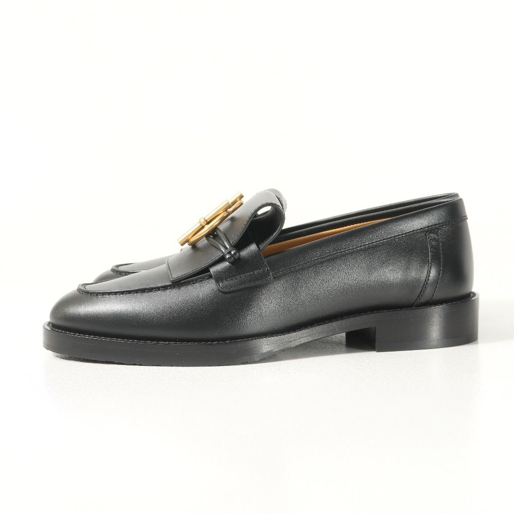 Hermes Impact Loafers 37 Glenan Buckle Leather Shoes — view 2