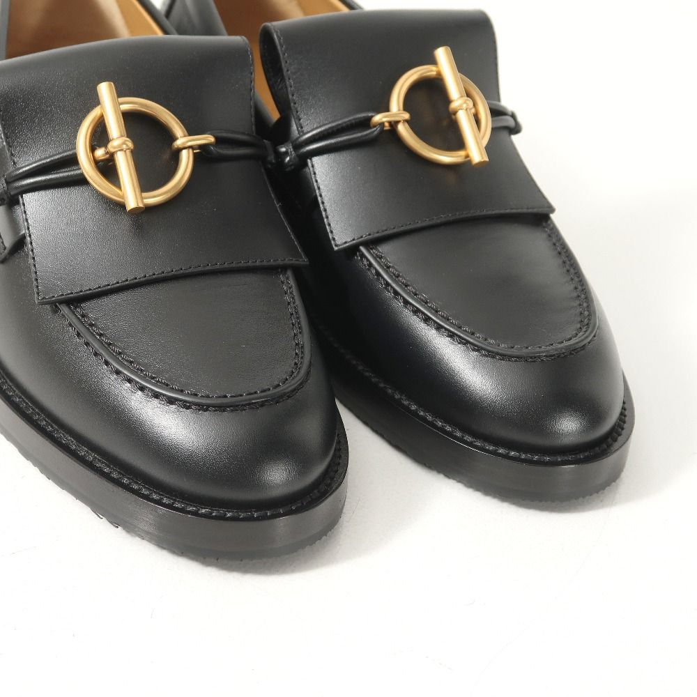 Hermes Impact Loafers 37 Glenan Buckle Leather Shoes — view 4