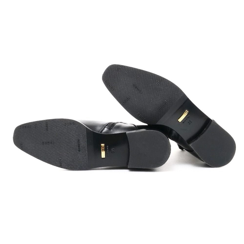 Gucci Boots 35 GG Double Strap Short Leather Shoes Black — view 8