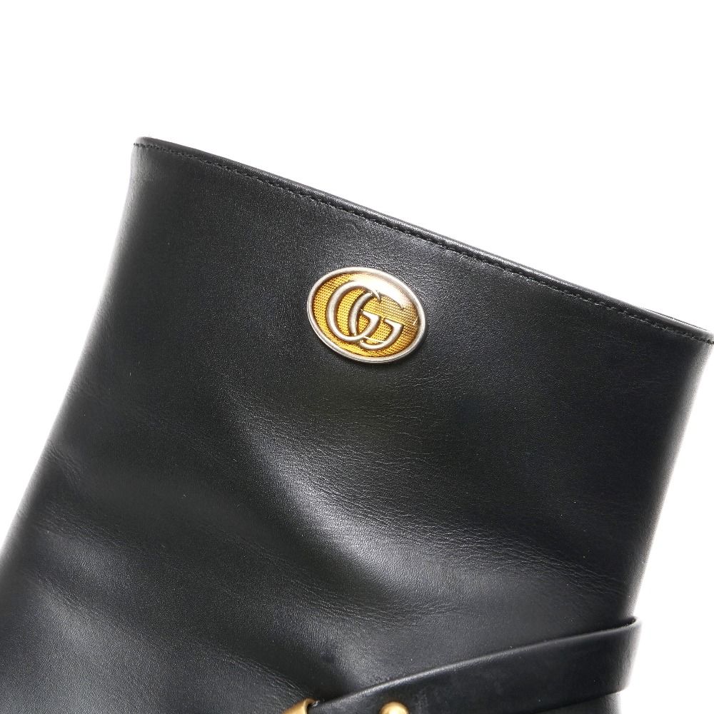Gucci Boots 35 GG Double Strap Short Leather Shoes Black — view 7