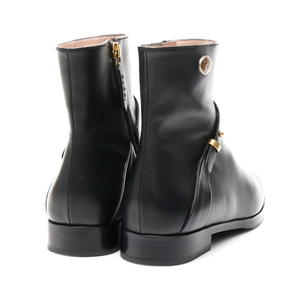 Gucci Boots 35 GG Double Strap Short Leather Shoes Black — view 5