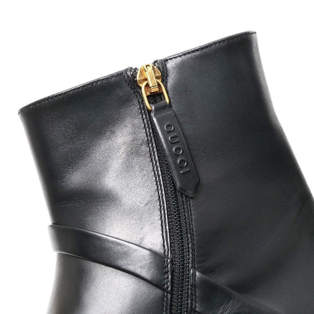 Gucci Boots 35 GG Double Strap Short Leather Shoes Black — view 4