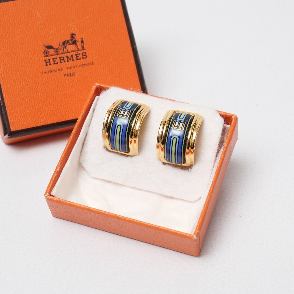 Hermes Earrings Enamel Gold Multicolor — view 3
